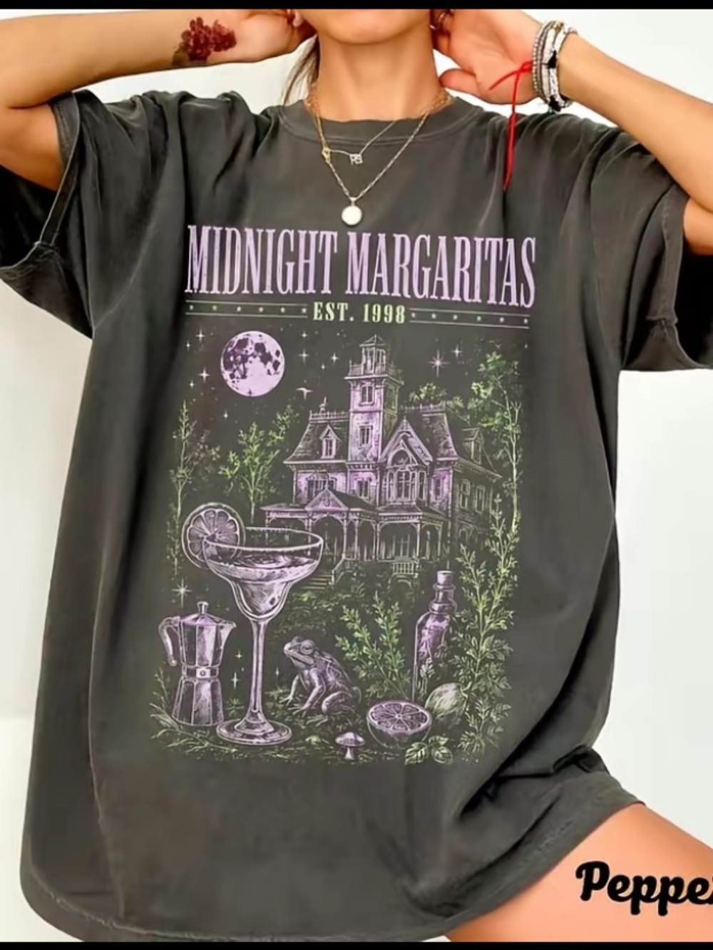 Midnight Margaritas Graphic Tee - Charcoal